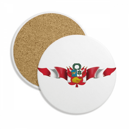 

Peru Flag National Emblem Coaster Cup Mug Tabletop Protection Absorbent Stone