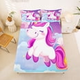 thumbnail image 5 of Erosebridal Cartoon Unicorn Girls Bed Sheets,Kawaii Cute Animals King Sheets For Kids 4-Piece, 5 of 6