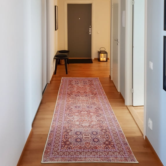 Bohemian Decorative Rug, Ethnic and Asian Design Mandala Inspired Boho Art Flower Blossoms, Quality Carpet for Bedroom Dorm and Living Room, 6 Sizes, Pale Rust, by Ambesonne