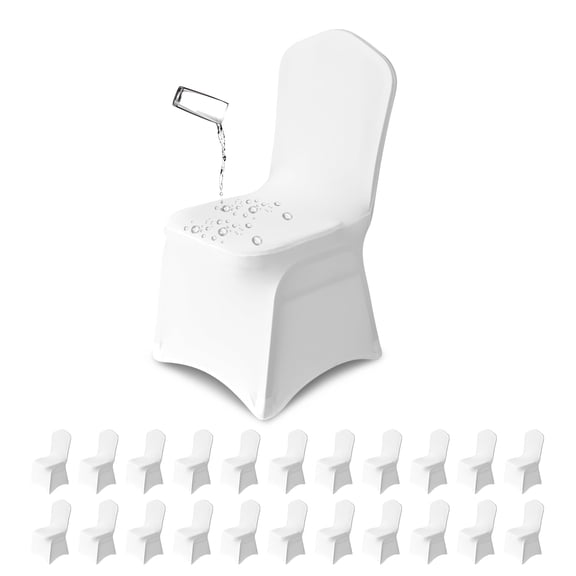 KUOGO 50pcs White Polyester Stretch Banquet Chair Covers for Universal Chair Protectors Removable and Washable Suitable for Wedding Party Catering and Banquet Events Etc