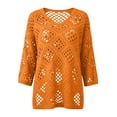thumbnail image 5 of Women's Beige Crochet Top with V Neck Summer Crochet Long Sleeve Sexy Tops Cover Cruise Outfit, 5 of 5