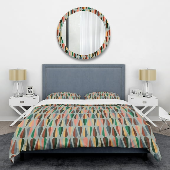 Designart 'Retro Abstract Drops IX' Mid-Century Modern Duvet Cover Set