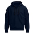 thumbnail image 6 of MASRIN Mens 1/4 Zip Pullover Hoodie Drawstring Long Sleeve Hooded Sweatshirts Lightweight Camping Cargo Sweatshirt with Arm Zipper Pockets Navy XL, 6 of 7