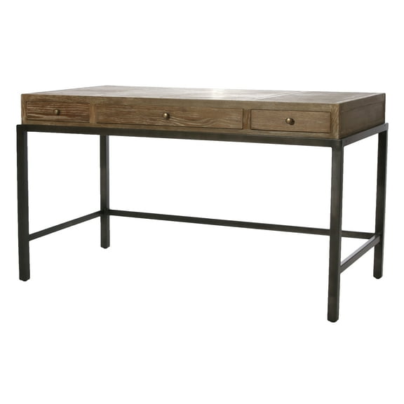 Bleecker 54-inch Reclaimed Oak & Iron Writing Desk with Three Drawers