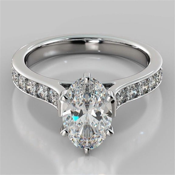 2.00Ct Oval Cut Lab-Craeted14K White Gold Plated Engagement Ring