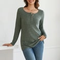 thumbnail image 2 of Crew Neck Long Sleeve Shirts for Women Dressy Casual Fall Tops Christmas Green Clothes, 2 of 8