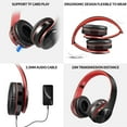 thumbnail image 5 of Bluetooth Headphones Over Ear, Hi-Fi Stereo Wireless Foldable Headset with Soft Memory-Protein Earmuffs, Built-in Mic and Wired Mode for PC/Cell Phones/TV(Red), 5 of 9
