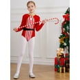 thumbnail image 3 of iiniim Kids Girls Sequins Shiny Xmas Long Sleeve Ballet Leotard Unitard Candy Cane Striped Dancewear Red 8, 3 of 7