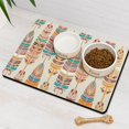 thumbnail image 2 of Boho Retro Floral Pet Feeding Mat-Absorbent Pet Placemat for Food and Water Bowl, with Waterproof Rubber Backing, Quick Dry Water Dispenser Mat for Dog and Cat (16"x24"), 2 of 3