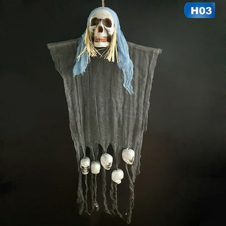 KABOER 120Cm Skull Halloween Hanging Ghost Haunted House Hanging Grim Reaper Horror Props Home Door Bar Club Halloween Decorations