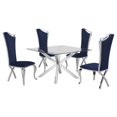 thumbnail image 1 of 47" x 47" Clear Glass 5pc Dining Set with Silver Stainless Steel, 1 of 4
