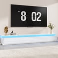 thumbnail image 3 of ANPOO 94.5" LED Floating TV Stand for Wall-mounted TV Up to 110'', Floating Entertainment Center with 2 Drawers & 2 Cabinets, Modern High Gloss Media Console with Rounded Corners, Dual Installation, 3 of 11
