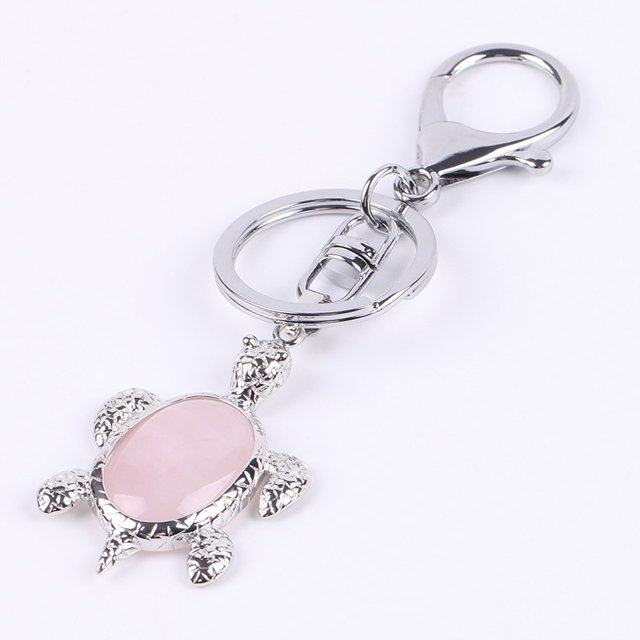 Crystal Stone Turtle Pendant Car Keychains for Ladies Men Bag Keyrings Buckle