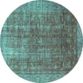 thumbnail image 1 of Ahgly Company Machine Washable Indoor Round Persian Turquoise Blue Bohemian Area Rugs, 5' Round, 1 of 4
