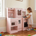thumbnail image 4 of TLSUNNY Wooden Play Kitchen for Kids, Realistic Water Dispenser & Hood w/Lights & Sounds, Sink, Stove, Oven, Microwave, 4 of 12