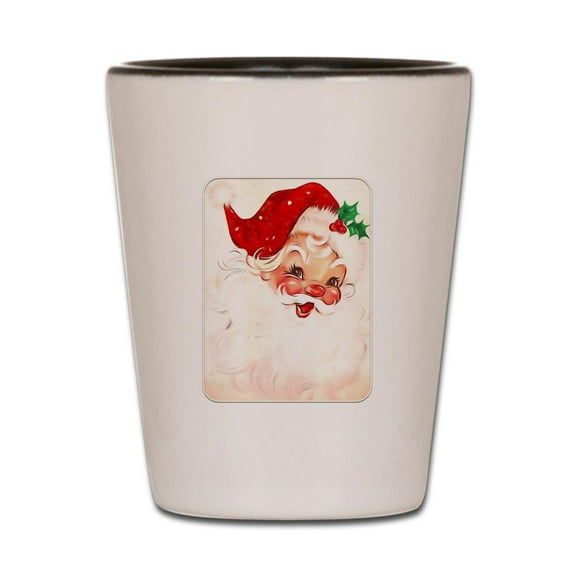 CafePress - Vintage Santa 4 - White/Black Shot Glass, Unique and Funny Shot Glass