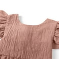 thumbnail image 4 of Efsteb Summer Dress for Girls Cotton Linen Ruffle Backless Sleeveless Casual Beach Party Dresses (Pink,5 Years), 4 of 7