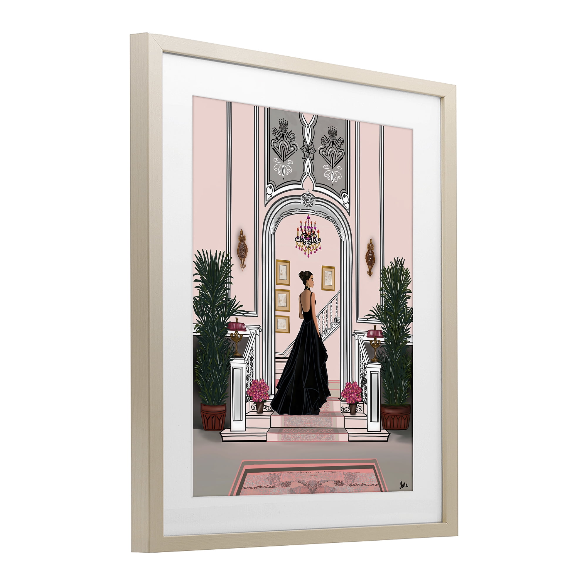 Stupell Industries Mansion Girl in Gown Birch Framed Print Under Glass, design by Tara Boone