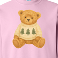 thumbnail image 3 of Inktastic Vintage Teddy Bear in Sweater with Christmas Trees Adult Sweatshirt, 3 of 4
