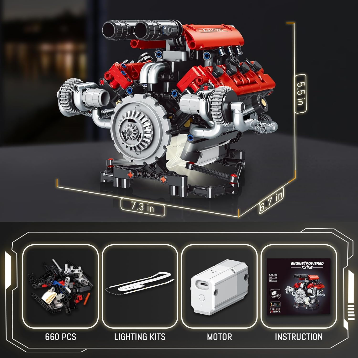 レゴV8エンジン　8シリンダー GZBrick V8 Engine Building Sets 8-Cylinder Visible