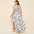 thumbnail image 4 of Grande Taille pour Femme Plus Épaule Froncée Corsage Fendue Cuisse Robe Florale, 4 of 6