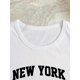 thumbnail image 3 of New York Letter Print T-shirt, Short Sleeve Crew Neck Casual Top For Summer & Spring, Women's Clothing, 3 of 5
