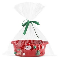 NWOKYZGH Christmas Gift Basket Empty Wrapping Set, Small Cotton Rope Basket with Gift Bag and Bow Ribbon Xmas Gifts, Storage Toy Snack Basket with Handle for Home Christmas Decorations
