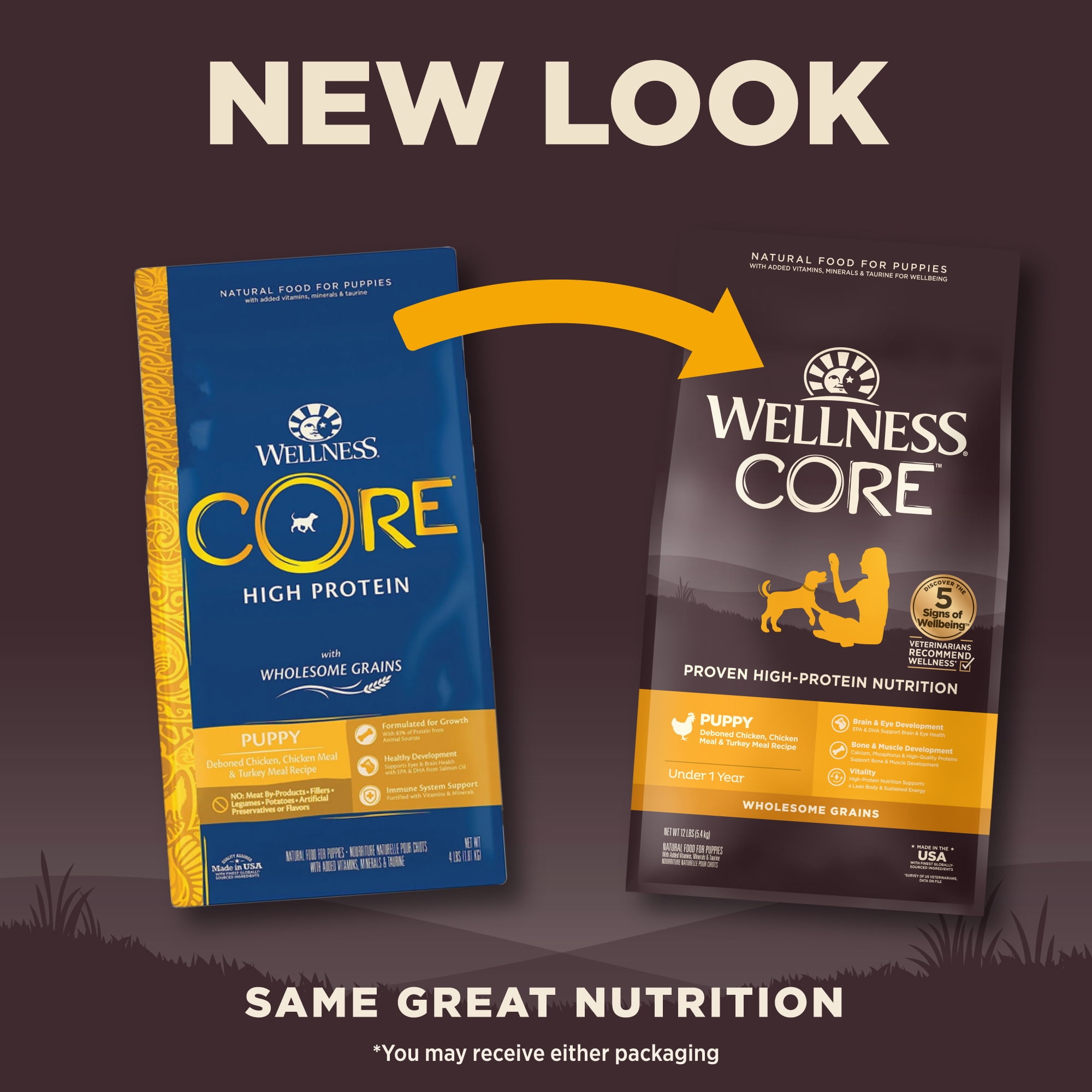 Wellness CORE Wholesome Grains Dry Dog Food, Puppy Recipe, 12 Pound Bag
