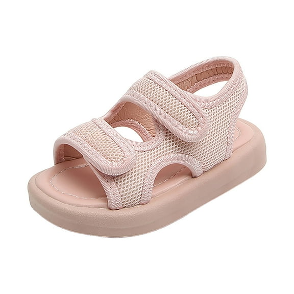 adviicd Little Girls Sandals Toddler Girls Sandals Soft Rubber Flat Summer Baby Flower Girl Shoes (Pink,12.5)