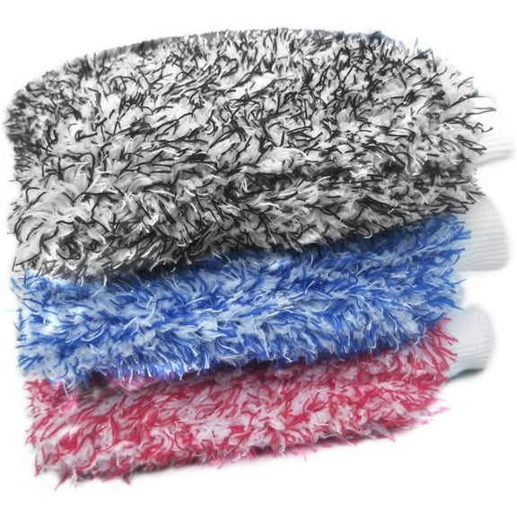 3 Pack Microfiber House Cleaning and Car Wash Mitts, Car Wash Mitt, Scratch-Free Microfiber Wash