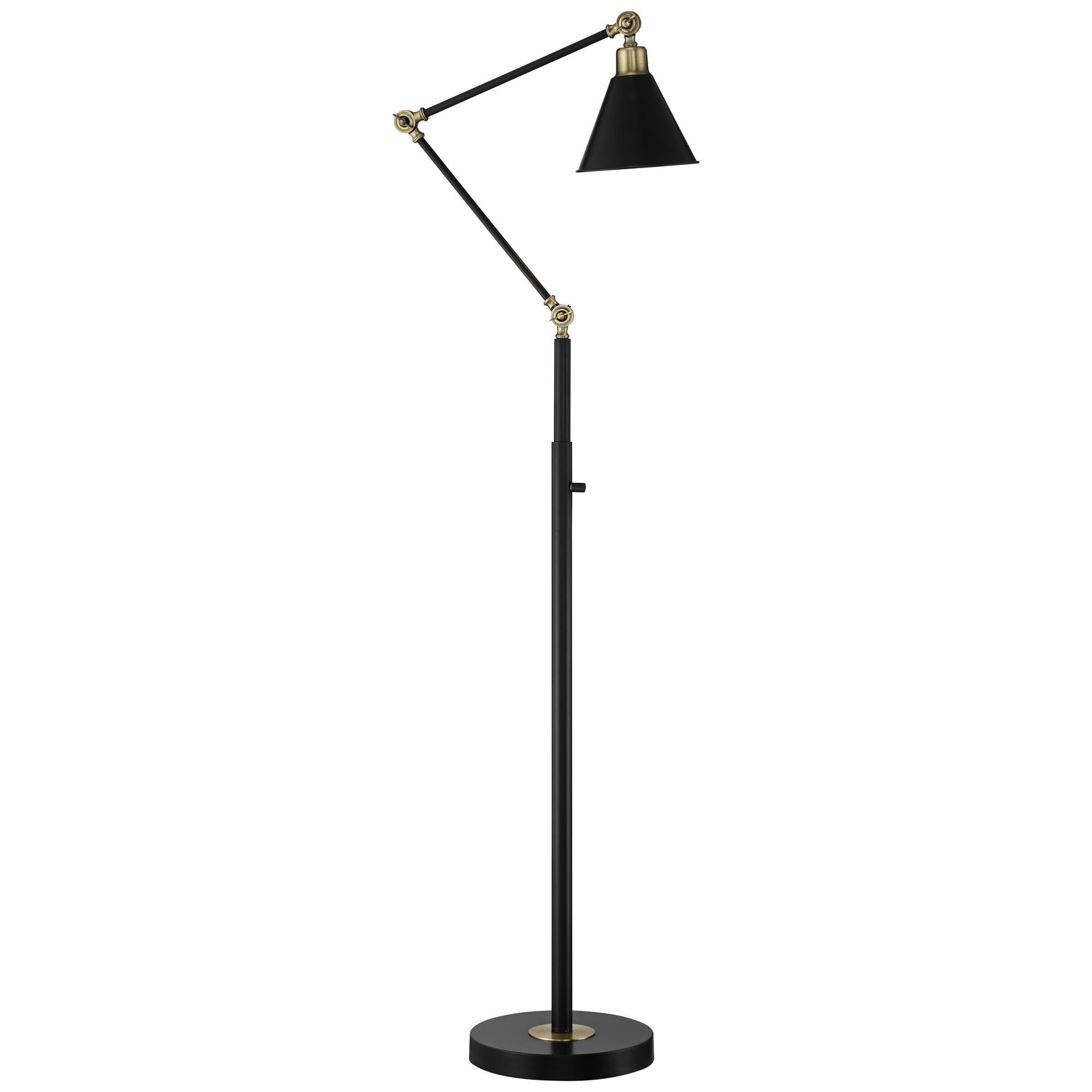 360 Lighting Wray Mid Century Modern Pharmacy Floor Lamp 61" Tall Flat Black Warm Brass Adjustable Swivel Head for Living Room Reading Bedroom Home