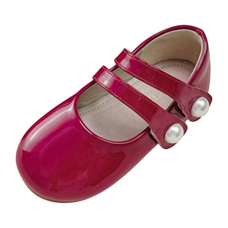 

ZRBYWB Children Pearl Leather Shoes Fashion Single Shoes With Soft Soles Black Small Leather Shoes Mary Jane Single Shoes Baby Shoes