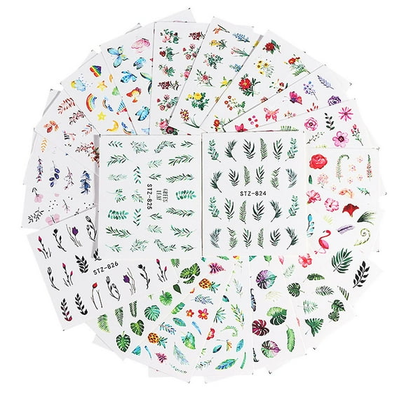29 Sheets Nail Sticker Water Transform Mixed Patterns for Nail Art Decoration DIY Decals Women & Kids Manicure Kit