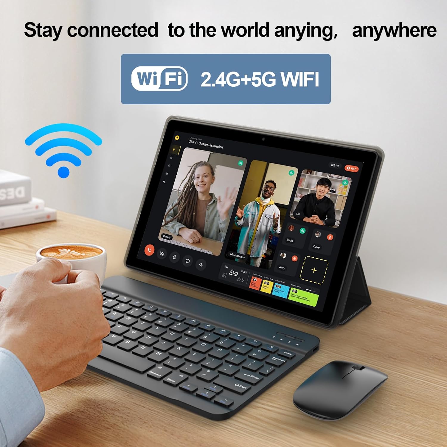 10 inch Android 14 Tablet, 2024 Newest 2 in 1 Tablet with Keyboard/ Mouse/ Case, 8GB RAM+64GB ROM+1TB Expandable Computer Tablets, 1280*800 IPS Screen, 2+8MP Dual Camera, 2.4G/5G Wifi 6 BT 5.0 Tablet