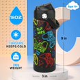 thumbnail image 2 of Ntswasd Botella De Agua Para Niños Con Pajita, Vasos Aislados Para Niños De 18 Oz Con Acero Inoxidable A Prueba De Fugas Para Deportes Escolares Y Viajes (Juego), 2 of 5