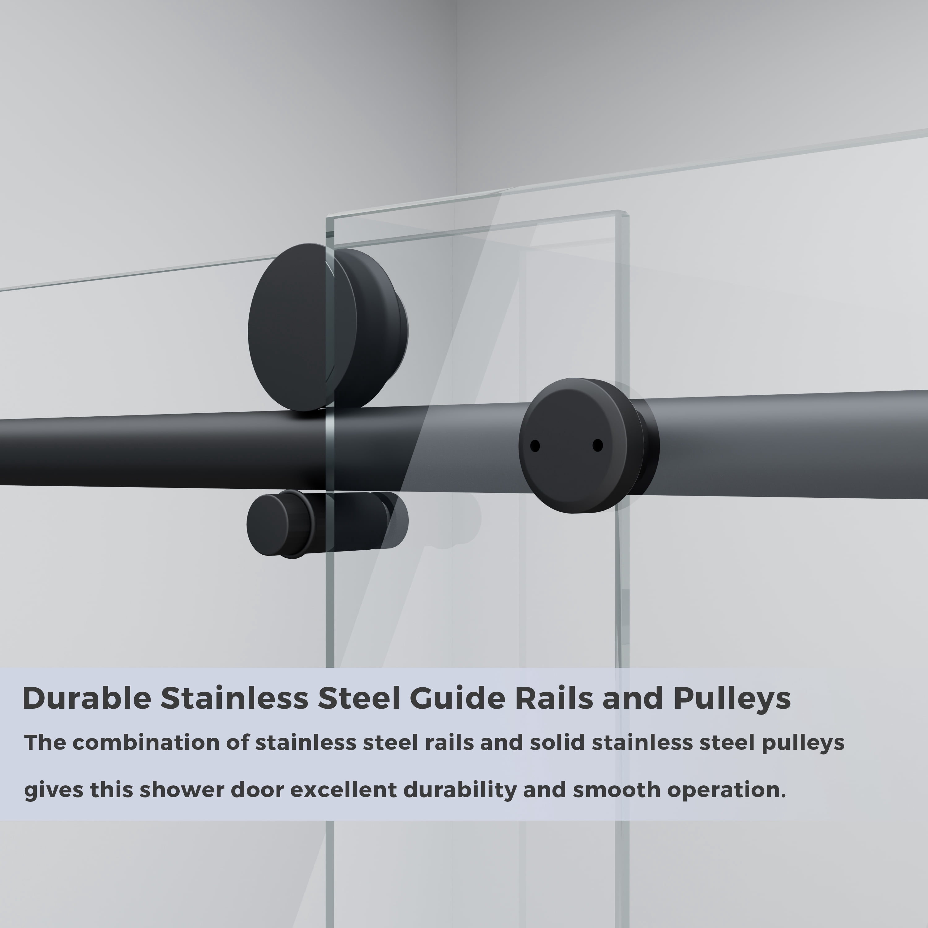 DELAVIN 56-60.in W x 75.in H Frameless Shower Door, Clear Tempered Glass, Stainless Steel Frame, Matte Black