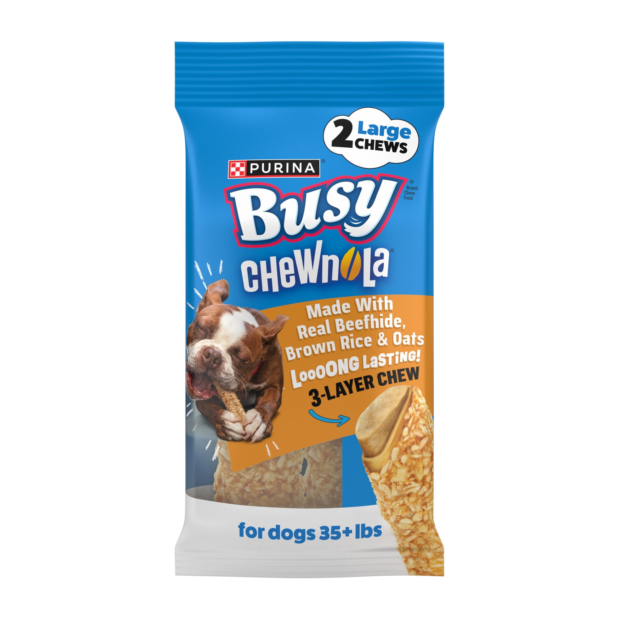 Purina Busy Chewnola Large Breed Beefhide Chews for Dogs, Long-Lasting Dog Snacks, 4 oz, 12 Pack