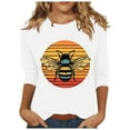 thumbnail image 2 of BLTIBY 2025 Bee Shirts for Women 3/4 Length Sleeve Tunic Tops Funny Cute Bee Graphic Tee Blouse Summer Casual Tshirt Ladies Gifts Pullover Tops White 6 3XL, 2 of 5