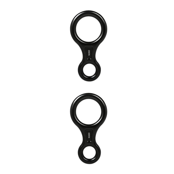 Anillo de escalada en roca Soidarity Descensor de actividad al aire libre 8 formas Negro 2piezas
