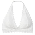 thumbnail image 2 of IQOGKRN Lace Bralette for Women Wireless Bralettes Non Padded Bralette V Neck Minimizer Lingerie White S, 2 of 4