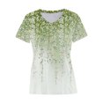 thumbnail image 4 of Sakmal Spring Tops for Women 2024 Green Short Sleeve Deep V-Neck Floral T-Shirts Shirts for Women, 4 of 4