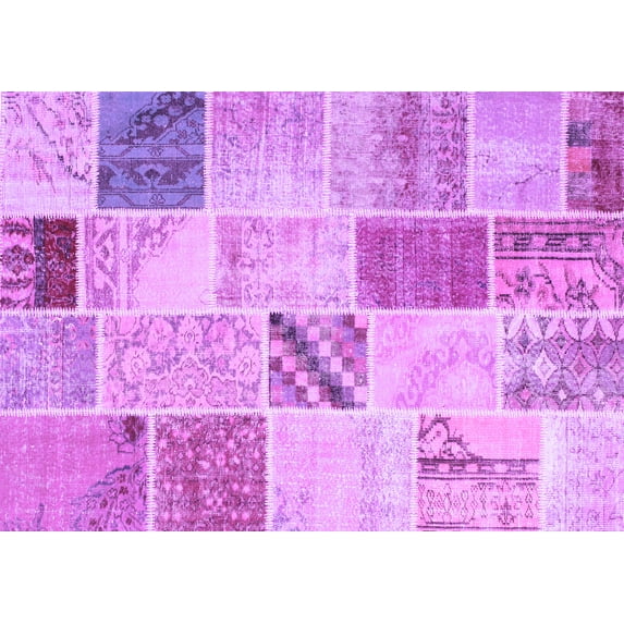 Ahgly Company Indoor Rectangle Patchwork Purple Transitional Area Rugs, 4' x 6'