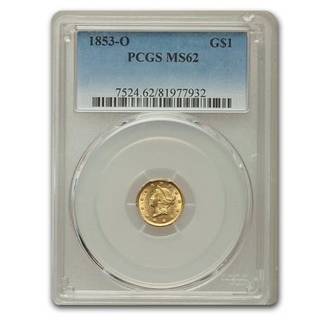 1853-O $1 Liberty Head Gold MS-62 PCGS