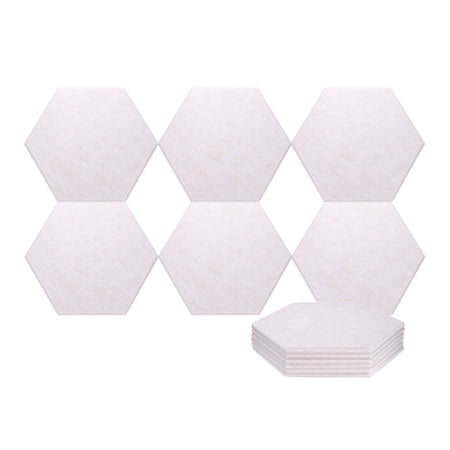 Uxcell 12pcs Acoustic Panels 10.2 x 11.8 x 0.3 Hexagon Self Adhesive Sound Proof Wall Panels High Density Sound Deadening Foam Panel for Home Office Recording Room Studio Beige