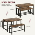 thumbnail image 4 of Huisuilinss 3 Piece Dining Table Set For 4,Dining Room Table Set,Kitchen Table With Benches,Rectangular Kitchen Table Set With 2 Metal Wood Benches For Small Space Apartment Dinette, 4 of 9