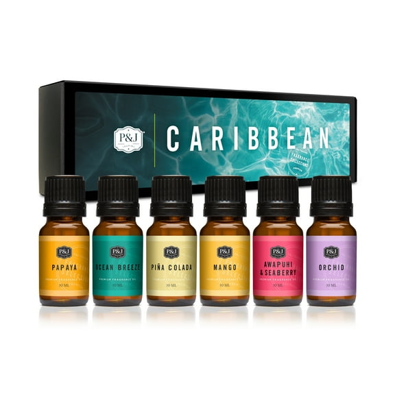 P&J Fragrance Oil | Caribbean Set of 6 - Scented Oil for Soap Making, Diffusers, Candle Making, Lotions, Haircare, Slime, and Home Fragrance