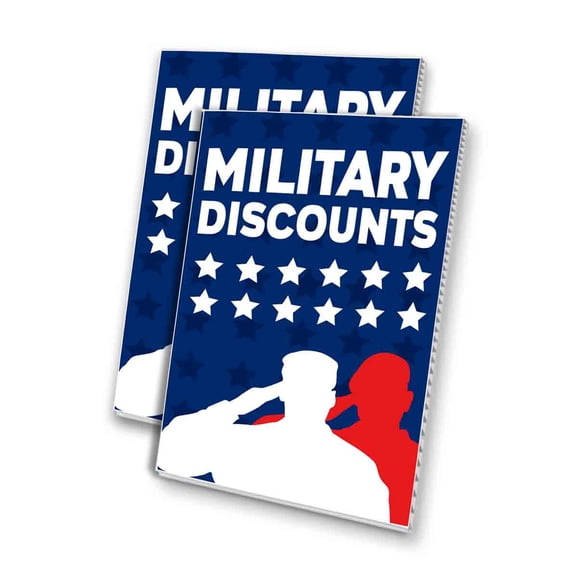 Military Discounts (24" X 36") 4mm Corrugated Plastic Panel, Graphics Applied To 1 Side (Pk of 2)