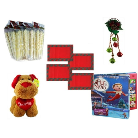 Christmas Fun Gift Bundle [5 Piece] - Brite Star Classic Trims Iridescent Icicles Ornament Set 24 - Festive Holly Berry & Pinecone Door Knob Jingler -  Red Plaid Cloth Placemats Set of 4 - Love (Best Way To Rid Love Handles)