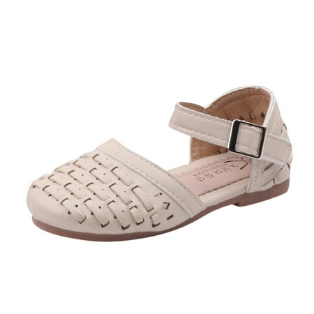 

EIALIVE Girls Sandals Infant Kids Baby Summer Beach Weaved Casuanl Princess Shoes Beige 33