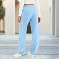 thumbnail image 6 of Women's High Waist Footed Sweatpants, Solid Color Elastic Drawstring Waist Back Pockets, Slimming Body Shaping Casual Track Pants for Seaside Holiday Daily | TruHer,Light Blue M, 6 of 7